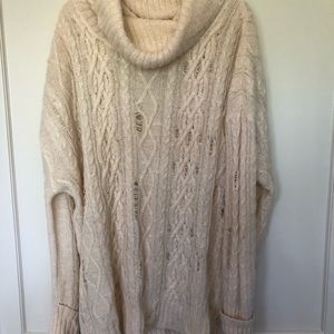 FREE PEOPLE cable turtleneck, distressed look